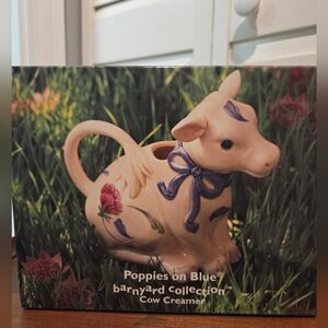 Lenox Poppies On Blue Cow Creamer, Barnyard Collection